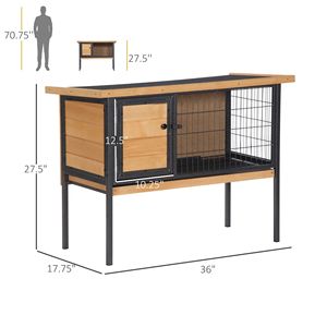Gabbia per Conigli in Legno Naturale 36L X 17.75L X 27.5A, Recinto Esterno per Animali Domestici con Vassoio Rimovibile per Coniglietti - Product Image 3