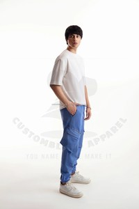Pantalon de jogging empilé pour homme, vintage, écologique, en polyester/coton, super doux, avec poches zippées, coupe ample, poids moyen, hiver, logo personnalisé - Product Image 5