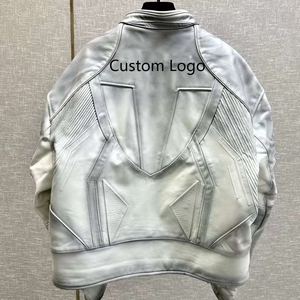 Chaqueta de Cuero Original con Logotipo Personalizado OEM, Traje de Motociclista con Cierre, Chaqueta y Pantalones para Hombre, Chaqueta de Cuero Informal con Bolsillos, Conjunto de Chaqueta y Pantalones de Carreras - Product Image 3