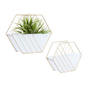 Pot de fleurs mural circulaire en métal rustique pour plantes d'extérieur - Product Image 4