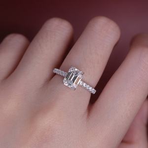 Fine Women Jewelry 925 Silver 18ct Gold Plated <span class=keywords><strong>GRA</strong></span> Certified Emerald Cut Moissanite Baguette Ring Destiny Jewellery - Product Image 5