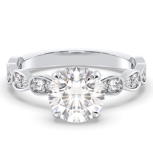 Nouvelles bagues de fiançailles REYES en or massif 14 carats, serties d'un moissanite rond brillant de 1,43 carat, certifiées GRA, bijoux fins pour femmes - Product Image 1