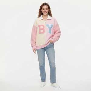 เสื้อสเวตเชิ้ตผ้าฟลีซผู้หญิงแบบอื่นๆ คอตั้ง แขนยาว ปักลายดอกไม้ ประดับโบว์ สวมใส่สบายๆ ในฤดูใบไม้ร่วง - Product Image 2