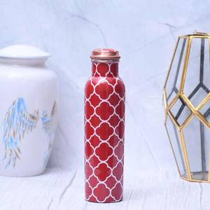 Bouteille d'eau en cuivre à imprimé floral avec tasses assorties, ensemble de vaisselle portable pour les voyages - Product Image 5
