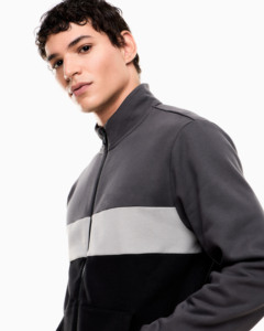 Survêtement Homme Color Block à Fermeture Éclair Intégrale, Col Montant, Décontracté, Mélange Polyester Coton, Coupe Droite Automne avec Poches Latérales - Product Image 5