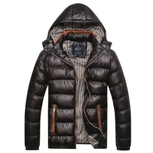 Chaqueta Acolchada de Lona Recubierta para Hombre con Cuello Alto y Diseño con Capucha para Invierno, Servicio OEM, Transpirable y Ecológica - Product Image 1