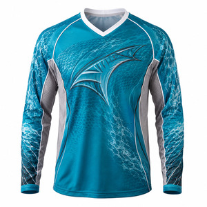 เสื้อเจอร์ซีย์ตกปลาแขนยาวผู้ชายแบบ OEM สั่งทำพิเศษ UPF 50+ แห้งเร็ว ระบายอากาศ ป้องกันแบคทีเรีย พิมพ์ลายแบบ Sublimation โพลีเอสเตอร์ 100% สำหรับการแข่งขัน - Product Image 2