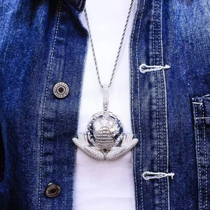 Colgante de Ala Piramidal con Incrustaciones de Circonitas, Tono Plateado, Estilo Hip Hop, Joyería para Hombre y Mujer, HUMERA JEWELS - Product Image 3