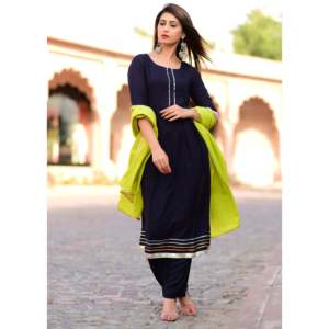 Conjunto de traje de gasa azul para mujer con dupatta Gotta Jaal - Talla XS - Product Image 3