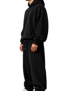 Ensemble 2-en-1 <span class=keywords><strong>SA</strong></span> Apperal pour femme : Sweat à capuche noir et pantalon long à cordon de serrage, 100 % polyester, polaire respirante, séchage rapide - Product Image 1