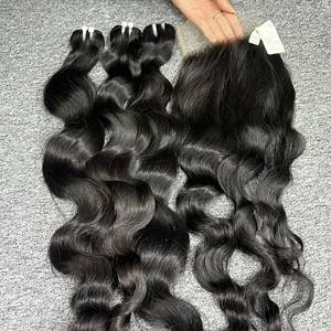 Extensiones de cabello humano vietnamita ondulado natural crudo alineado con cutícula sin procesar sin enredos - Product Image 5