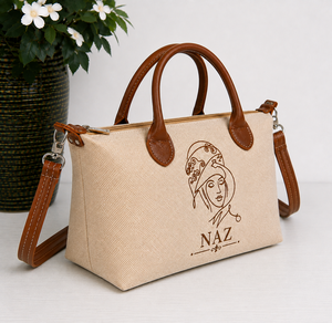 Sac fourre-tout en jute personnalisé de grande taille avec poignées en cuir PU, fermeture éclair et bandoulière - Fabriqué à Hanoi TUYET DUNG JB4 Publicité - Product Image 6