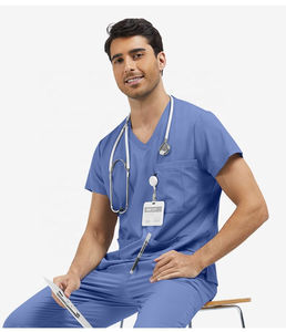 Tenues d'hôpital unisexes de haute qualité, ensembles de blouses médicales en polyester/coton tricoté, respirants, anti-plis, séchage rapide - Product Image 4