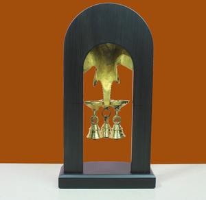 Máscara de Ganesha de Latón Premium con Tres Diyas y Campana, Estatua Chapada en Oro, Decoración Religiosa para el Hogar, Hecha a Mano en Rajastán - Product Image 4