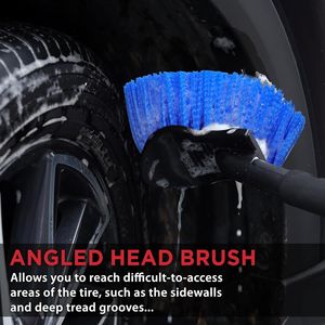 Spazzola per Lavaggio Auto con Manico Lungo 17,5 Pollici, Sicura per la Pulizia dei Pannelli Laterali degli Pneumatici, Spazzola per Ruote Senza Graffi, Strumento Automobilistico - Product Image 6