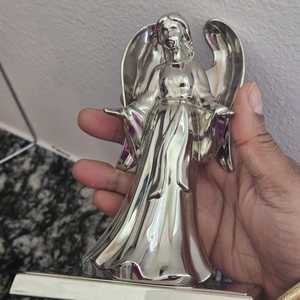 Solid Angel Christmas <b>Stocking</b> <b>Holder</b> Silver Metal Figuriner feltsocks - Product Image 2