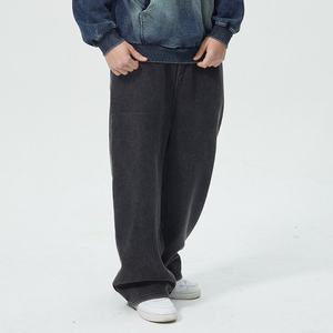 Pantalon décontracté pour homme, taille haute, style minimaliste, respirant, absorbant l'humidité, avec poches latérales, coupe large, effet vieilli, vente en gros - Product Image 4
