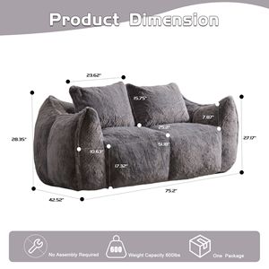 Divano Pouf Gigante Ultra Morbido e Soffice per Interni, Poltrona Oversize per Soggiorno, Chaise Longue con Imbottitura in EPS per Adulti - Product Image 3