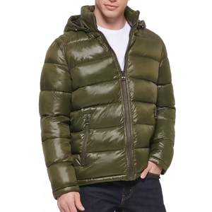 Customized Casual Men's Winter Outdoor <b>Coats</b> New Fashion Thickened Waterproof Windproof Glossy Solid Color Zipper Front Hooded - Product Image 3