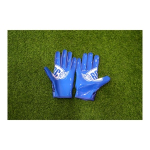 Guantes de Fútbol Americano Personalizados Azules y Blancos con Agarre, Guantes de Receptor Transpirables, Equipo Deportivo de Entrenamiento - Product Image 1