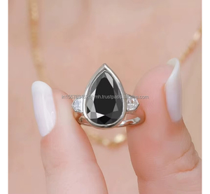 Anillo de compromiso y boda para mujer, vintage, de oro rosa de 14K, con diamante de corte radiante y engaste de bisel, certificado IGI, apilable, media eternidad - Product Image 3