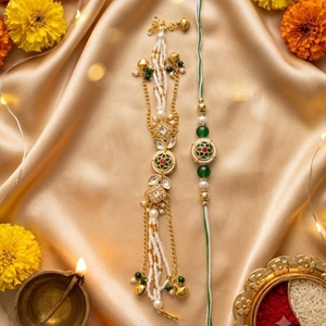 Par de Pulseras Rakhi de Diseño para Bhai y Bhabhi, Hechas a Mano, Tradicionales, para la Fiesta de Raksha Bandhan, Set de Regalo Festivo - Product Image 4