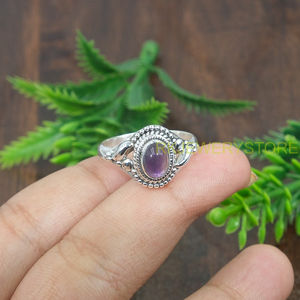 Anillo de Amatista Púrpura Natural con Cabujón, Plata de Ley 925, Hecho a Mano, Estilo Bohemio Vintage, Anillo de Moda para Mujer, Joyería al por Mayor - Product Image 5