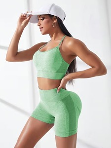Activewear Summer Casual Breathable 2 Piece Set Women Seamless Strappy Sports Bra Tummy Control <b>Booty</b> Contouring Running Biker - Product Image 6