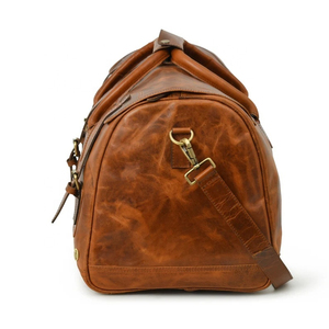 Leather Weekender Duffel Bag Zipper Closure Travel Bag Durable Brown Leather Made Handle Shoulder Strap Traveling Bags - Product Image 4