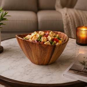 Tazón para Ensalada de Madera de Acacia Premium, Tazón para Servir Hecho a Mano, Tazón para Mezclar Frutas de Cocina Rústico Natural, Vajilla Ecológica - Product Image 2