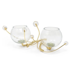 Bols décoratifs en verre faits à la main avec support en métal doré, design glamour, idéal pour la décoration de fête, vente en gros depuis l'Inde - Product Image 1