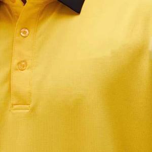 Polo de Manga Corta Amarillo para Hombre, Color Sólido, Casual, con Botones al Frente, Corte Regular, Tejido de Algodón Transpirable - Product Image 4