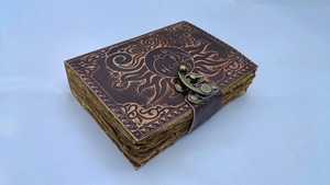 Leather Journal Embossed Hardcover Vintage <b>Lock</b> Book of Shadows - Product Image 2