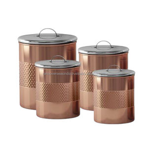 Premium Quality Copper Storage Container With Steel Lid Elegant Design for <b>Tea</b> <b>Coffee</b> & <b>Sugar</b> Available in Multiple Sizes - Product Image 1