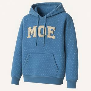 Sweat-shirt à capuche tendance streetwear entièrement orné de strass, logo personnalisé effet vieilli, coton 400+ GSM, fabrication OEM de vêtements - Product Image 3