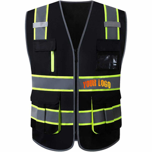 Gilet de sécurité haute visibilité réfléchissant imperméable ANSI CLASSE 2 avec fermeture éclair, logo personnalisé, poches en polyester pour la construction - Product Image 5