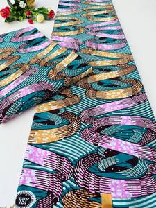 ผ้าพิมพ์ลายแอฟริกันไนจีเรียพรีเมียม ผ้าฝ้าย 100% ดีไซน์สีสันสดใสสำหรับเสื้อผ้าแฟชั่น แอฟริกาใต้ - Product Image 3