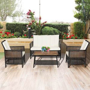 Juego de Muebles de Ratán para Patio de 4 Piezas con Mesa de Centro de 2 Niveles - Product Image 2