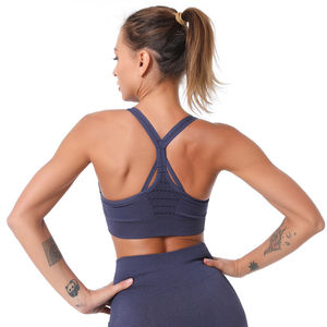 Precio al por mayor Nuevo diseño Sexy sujetador deportivo negro para yoga para mujer, para fitness en casa, estilo espalda cruzada personalizado, de elastano - Product Image 6