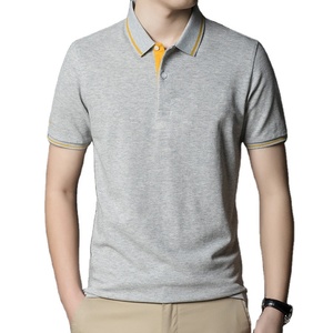 เสื้อโปโลมีปกแบบลำลองสำหรับผู้ชายเสื้อคอตตอนโพลีเอสเตอร์ผ้าฝ้ายหลายสีแขนสั้นผ้าซับเหงื่อกันรอยยับแห้งเร็ว - Product Image 2