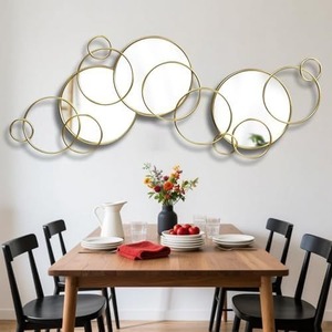 Miroir mural rond en argent, design traditionnel, écologique, pièce d'art décorative pour mariage, emballage individuel - Product Image 3