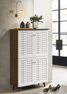 Engineered Wood Shoe <b>Rack</b> with Wooden Legs (Walnut and White, Matte Finish) - Product Image 6