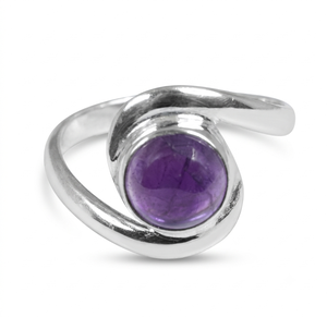 Bague Ronde en Améthyste Violette en Argent Sterling 925, Bijou Élégant en Pierre Précieuse pour Femme, Pierre de Naissance de Février, Cadeau de Saint-Valentin, Vente en Gros - Product Image 1