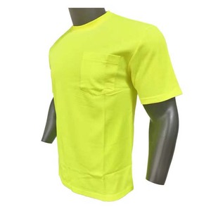 <b>Men</b> High Visibility Cotton <b>Work</b> T-<b>Shirt</b> With Pocket Yellow - Product Image 3