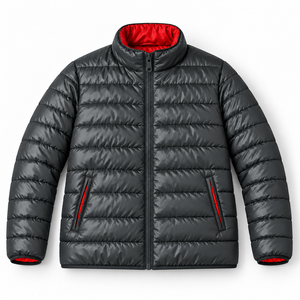 Manufacturer Lightweight Bomber <b>Jacket</b> Reflective Sheen Autumn Fashion Quilted Outerwear Stand Collar Custom Embroidery Front - Product Image 1