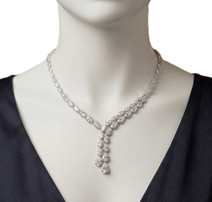 Collar de Diamantes DEF Color VS VVS Claridad, Corte Pera, Tipo Tennis, para Novia, de Oro Sólido de 18K, Collar de Boda, Collar Lariat de Diamantes - Product Image 6