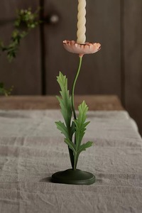 Candelabro de Hierro Hecho a Mano con Forma de Tulipán, Tallo Verde, Flor Rosa, para Decoración de Mesa de Comedor en Navidad - Product Image 4