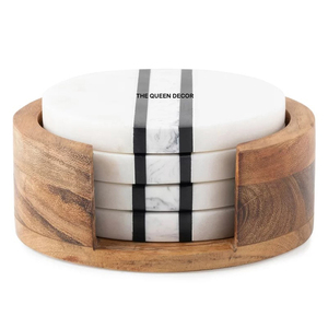 Luxury Quality Natural Wooden <b>Coasters</b> Brown Color Round Shape Home Use Tea Coffee Dining <b>Table</b> Top Accent - Product Image 6