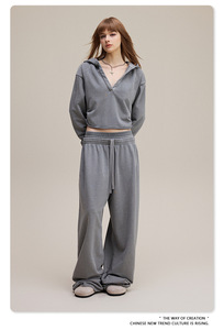 Spring Summer Women's <b>Tracksuits</b> Set Casual Solid O-Neck Short Full-Length Bottom Knitting Polyester/Cotton Breathable Quick - Product Image 3