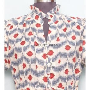 New Arrival Modern Vintage Mini 100% Cotton Floral Printed Beach Wear Short <b>Dress</b> for Women <b>Summer</b> - Product Image 4